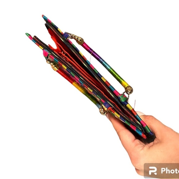 Vintage Rainbow Floral Embroidered Clutch Women’s Purse - Picture 3 of 5